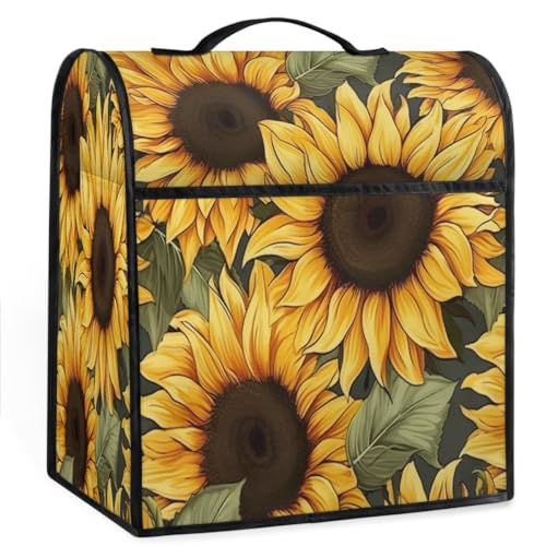 Coffee Maker Cover Sunflower Retro Kitchen Appliance Covers Small Appliance Covers Blender Cover Juicer Cover Dust Covers for Kitchen Appliances with Top Handle and Pockets,Washable,C50