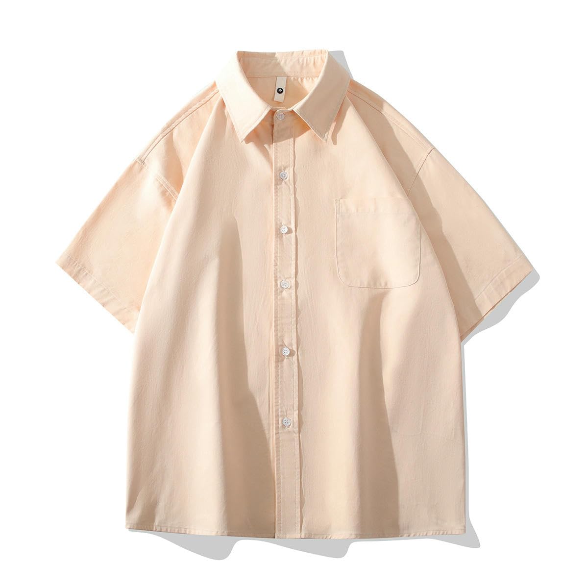 Chemise décontractée à manches courtes en coton de couleur unie pour homme