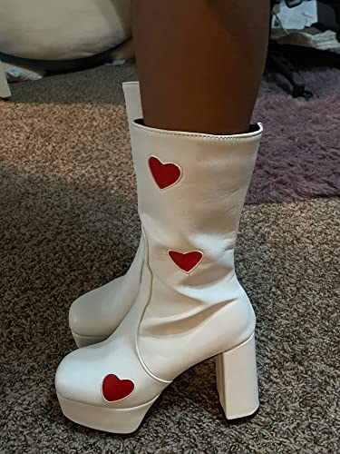 BB BEROBELLO FASHION IS AN ATTITUDE Women's High Heel Platform Mid Calf Boots Side Zip Sweet Heart Cool Punk Bootie4