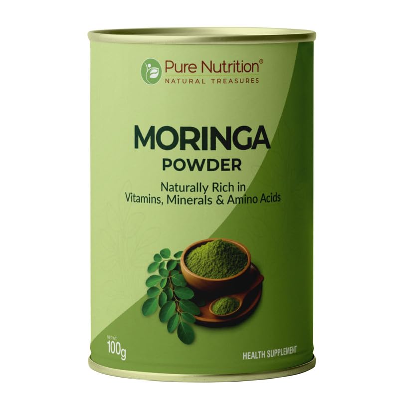 Image of Pure Nutrition Moringa Powder, 100gm | Helps in weight management | Reduces stress levels | Improves immunity and energy levels | Packed with vitamins, minerals and amino acids