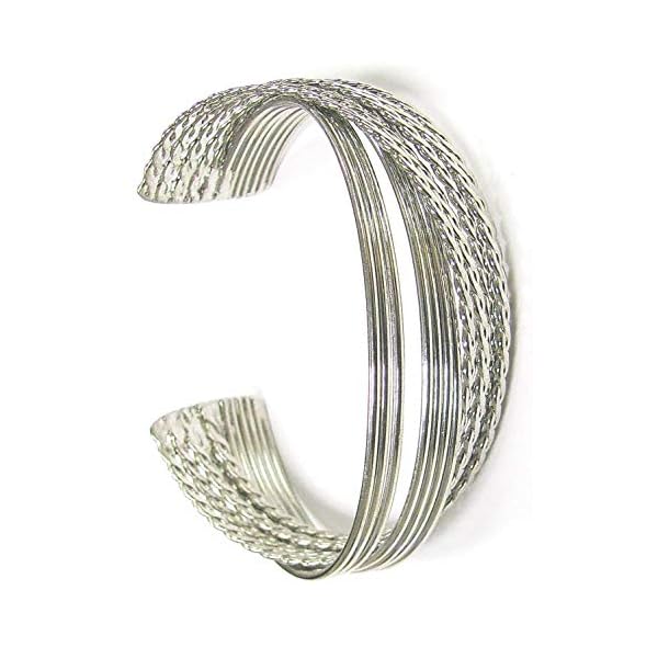 Linpeng-Twisted-Style-Metal-Open-Cuff-Women-Bangle-Bracelet-Silver Linpeng Twisted Style Metal Open Cuff Women Bangle Bracelet, Silver