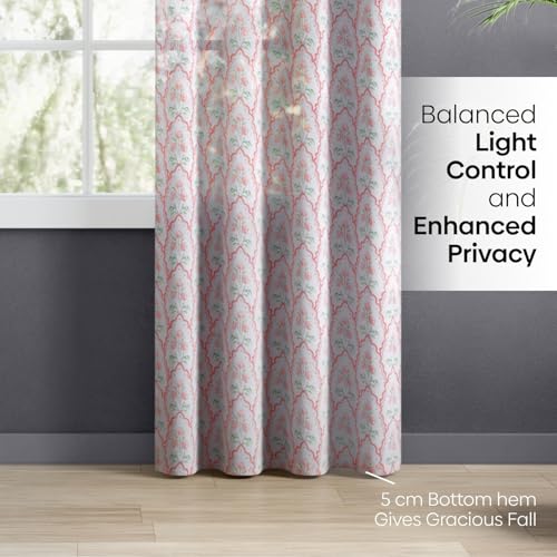 Image of haus & kinder Sheer Door Curtain 7 Feet Long Pack of 1 Door Curtain, 7 Feet Curtain for Door, Light-Filtering & Breathable (Garden Arches, Multicolor 114x213cm)