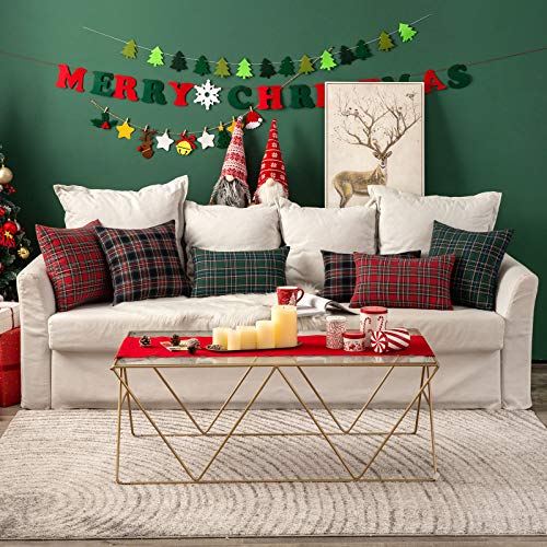 Image of MIULEE Christmas Plaid Pillow Cover Scottish Tartan 12x24 Red | Set of 1 Christmas Decorations Lumbar Cushion Cover, Farmhouse Winter Home Decor, for Thanksgiving Sofa Couch Bed Living Room