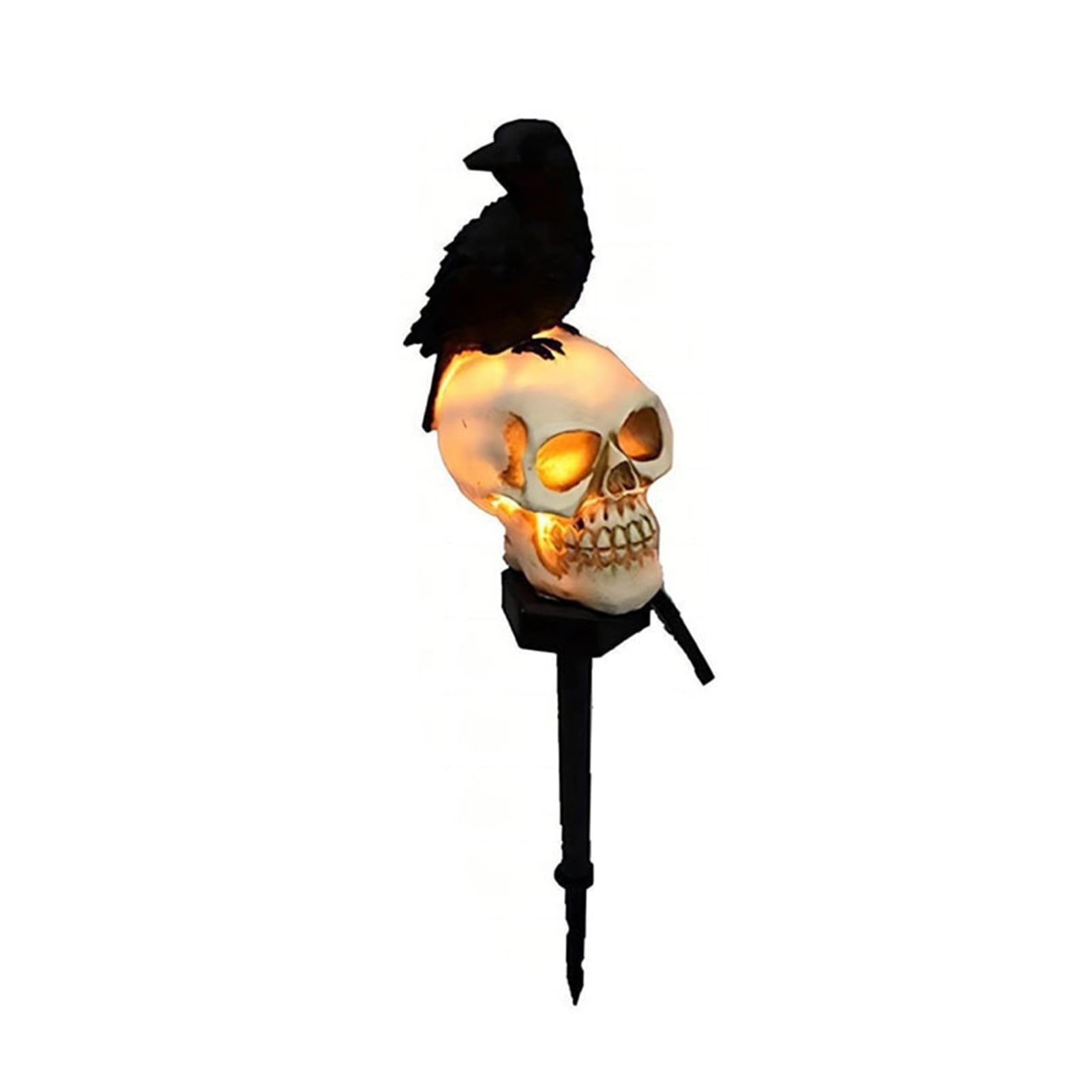 FrolicFit Solar Crow Skull Garden Light, Waterproof Gothic Path Stake