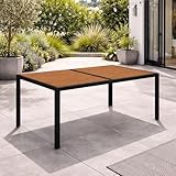 Mojawo Edler Gartentisch Esstisch Outdoor Tisch Holzoptik Gartenmöbel 150x80 cm PSPC 2-teilig