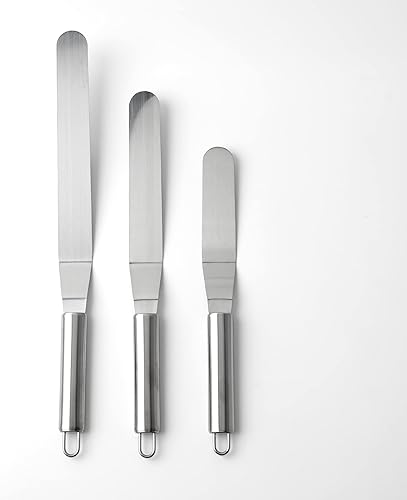 Juego de 3 espátulas de acero inoxidable espátulas compensadas espátulas para tartas con 6 810 pulgadas curvadas