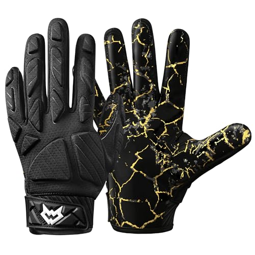WVVOU Padded Football Gloves,Sticky Padded Receiver Gloves,Football Lineman Gloves