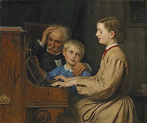 Impression d'art mural supérieure Albert Anker toile vintage la chanson de la patrie 60x90cm