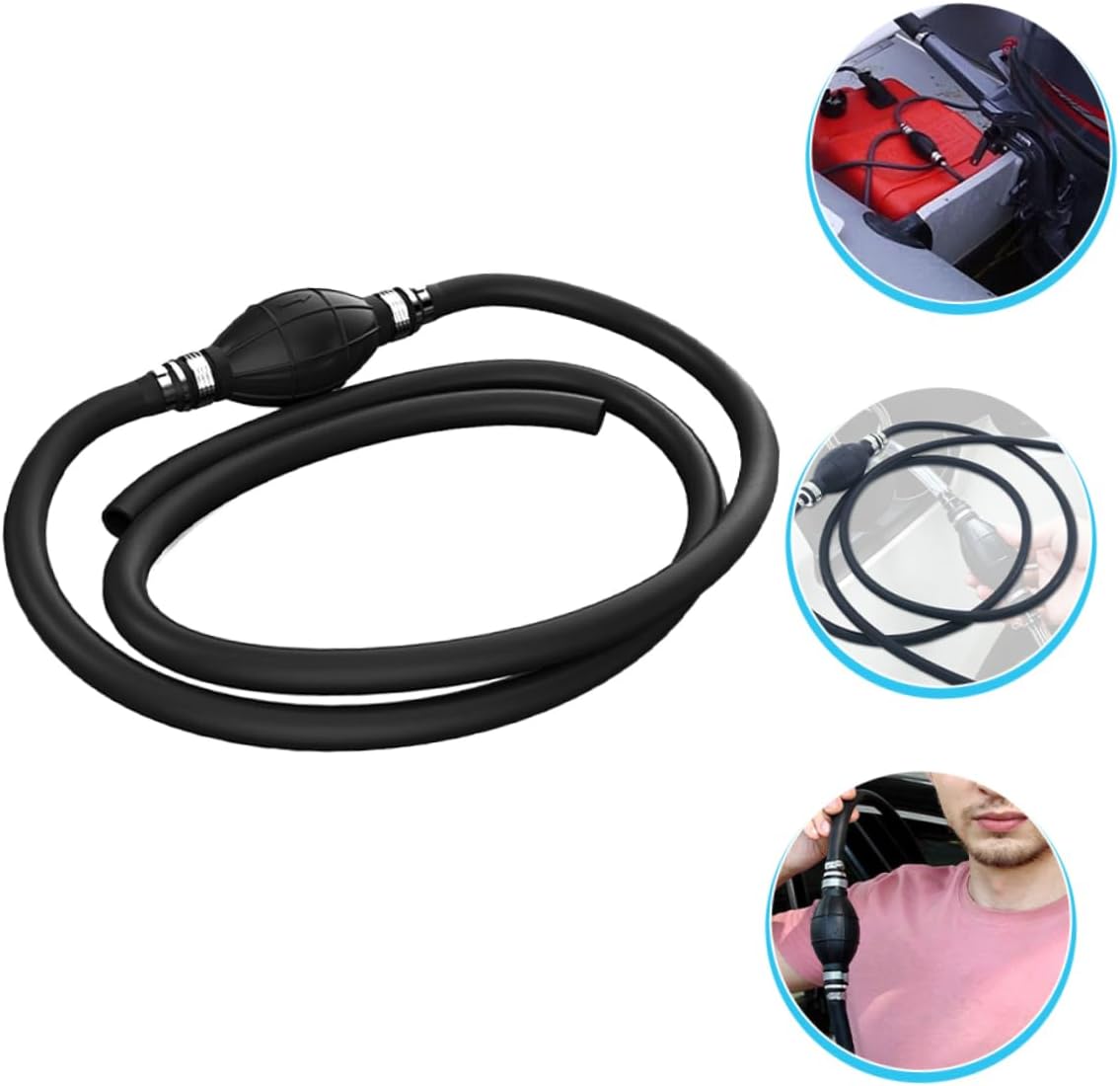 Zerodeko Fuel Transfer Siphon Pump Durable Hand Pump for Water and Oil Transfer Inner for Tight Spaces and Car Use