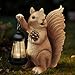 Elegondrar Solar Squirrel Garden Statue Outdoor Decor, Squirrel Sculpture with Lantern for Yard Lawn Patio Balcony, Christmas Birthday Housewarming Gifts for Mom, Grandma, Women, Brown,Resin