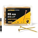 Deck Screw 3 Inch, Wood Screws #10 x 3, 55 PCS, Rust Resistant, Exterior Epoxy Coated, Outdoor Decking Screws, Torx/Star Drive Head Deck Screw, T25 Star Bit Included, Tan