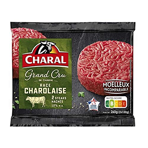 Charal Steak hache de boeuf race Charolaise 12% mat. gr. Grand Cru - L'hebdopack de 2, 260 g