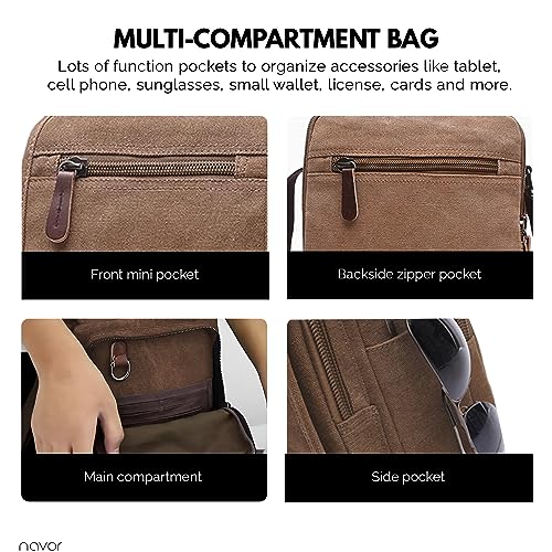 navor Small Vintage Multipurpose Canvas Crossbody Shoulder Bag Crossover Messenger Travel Work Bag Purse for Men Women -Gray4