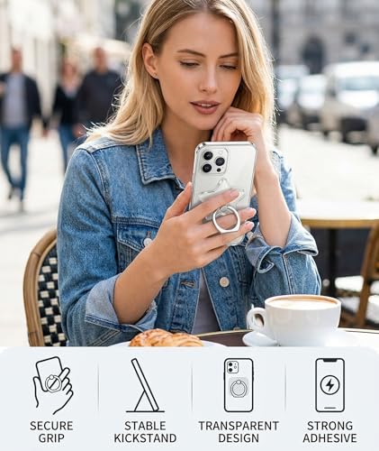 Image of 8 PCS Mobile Ring Holder, Phone Ring Holder for Secure Grip, Transparent Ring Holders with Strong Adhesive, Compatible with Various Smartphones, Easy Installation Design