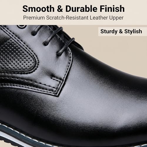 Image of Men's Casual Dress Shoes Leather Lace-Up Oxfords Lightweight Non-Slip Walking Shoes Breathable Comfort Business Work Shoes for Men