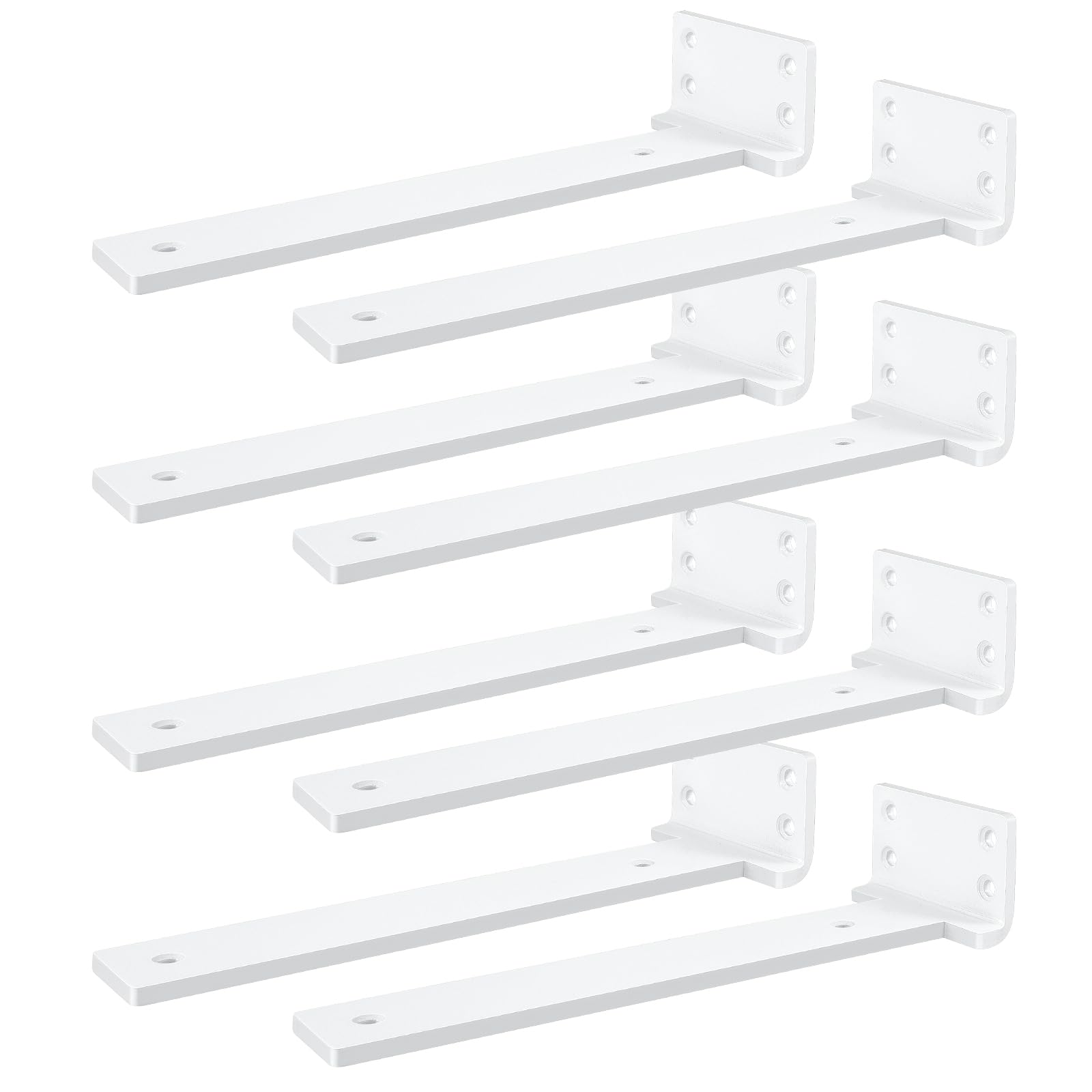 Staffe per mensole resistenti, 30,5 cm, confezione da 8 staffe a L per mensole, in metallo bianco, per decorazioni fai da te con accessori di montaggio