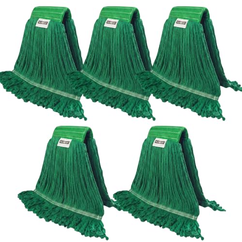 Image of Heavy Duty Wet Industrial Cleaning Mop Head - 21 oz Green mop Head Replacement Cotton Washable Industrial mop Heads Heavy Duty for Commercial & Home Cleaning(Green)