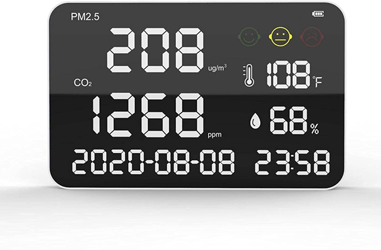 Detector de Calidad del Aire, Monitor de dióxido de Carbono PM2.5 para Interiores montado en la Pared, Pantalla Digital LED, Detector de Temperatura y Humedad