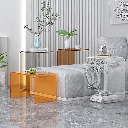Mesa auxiliar C de acrílico transparente para sofá de 30x30x65 cm 7