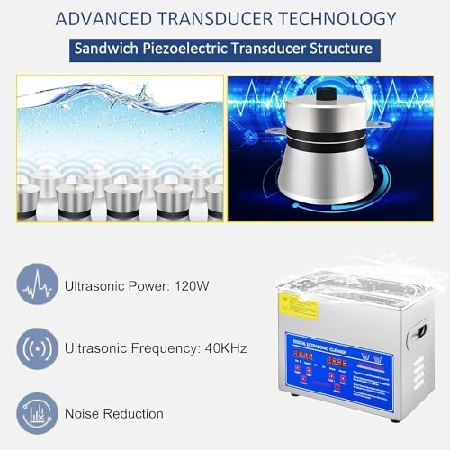 Professional 10L Ultrasonic Cleaner with Timer & Heater - Heavy Duty Stainless Steel for Jewelry, Watches, Eyeglasses, and Metal Parts Cleaning