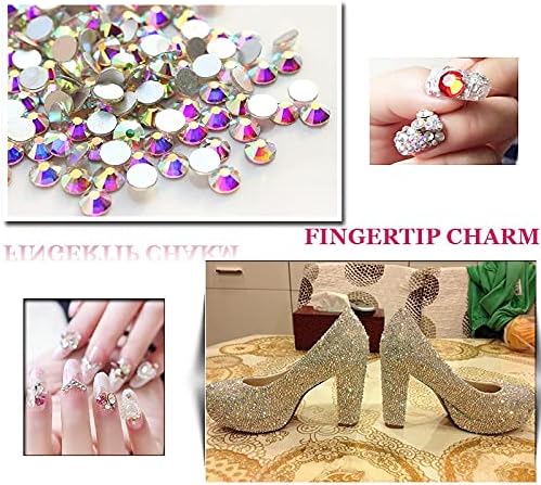 Aquamarine Ab Flat Back Non Hotfix Rhinestone Glitter Nail Stones, 3D Nail Rhinestone Phones DIY Decorations Supplies Ss4-Ss30