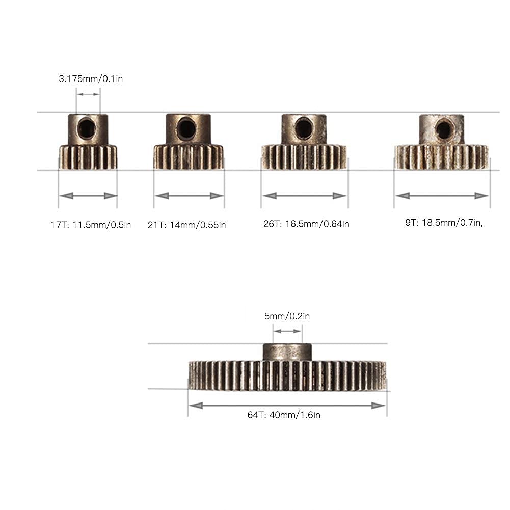 Ingranaggio Cilindrico Principale in Metallo Differenziale per Auto RC 64T 17T 21T 26T 29T Parte di Aggiornamento Dell'ingranaggio del Motore per Set di Ingranaggi di HSP e 1/10 RC Car