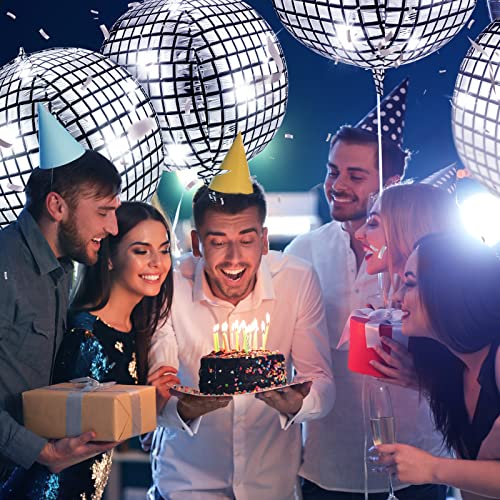 Image of Leitee 6 Pcs 32 in Big Disco Ball Balloon 70s Disco Balloons Party Decoration Large 4d Aluminum Foil Inflatable Ball Giant Silver Metallic Mirror Decor for Baby Shower Wedding Birthday Dance Party