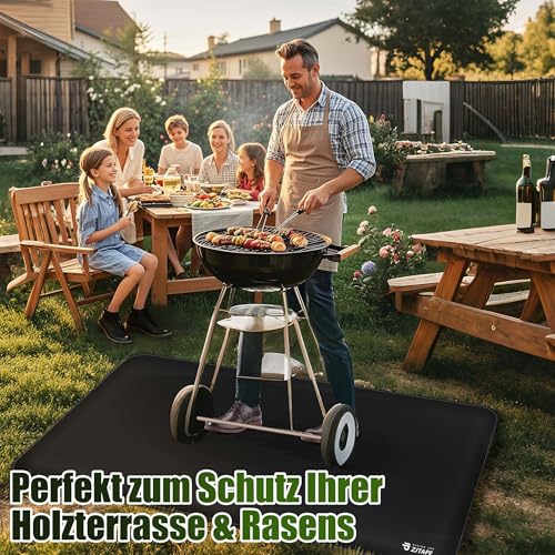 Feuerfeste Unterlage, Grillmatte Gasgrill - 160x90cm Faltbare Hitzeschutzmatte, Bodenschutz Grill Unterlag, Silikon-Glasfaser Wasserbeständige Grill Matte für BBQ Grills Boden Kamin Rasen
