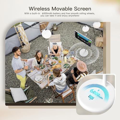 21.5 Inch Portable TV شاشه متنقله Floor Screen with Adjustable Stand - LCD Smart Touch Display Screen | 4G RAM+64G Storage | Built-in Battery, Full Swivel Rotation (Black)