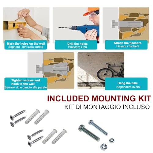 Support mural de vélo pliable en acier avec crochet PVC