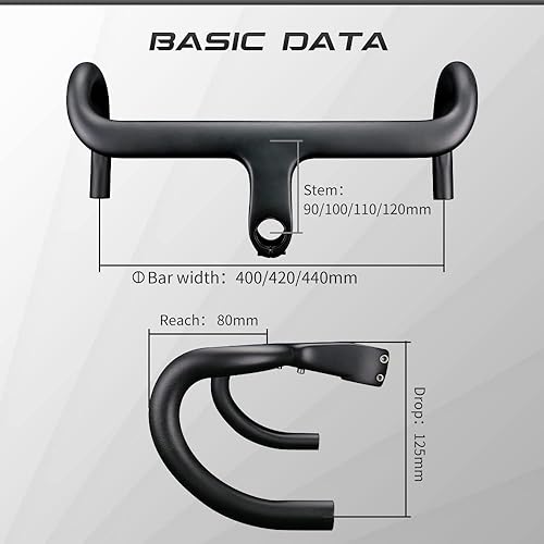Miniatura 5 de Manillar de carbono integrado para bicicleta de carretera, barras de caída aero, soporte plano OD2 28.61.252 in RXL SL Full Carbon Bent Handlebar