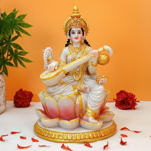 Estatua Saraswati Diosa Hindú 8.7 pulg Polystone
