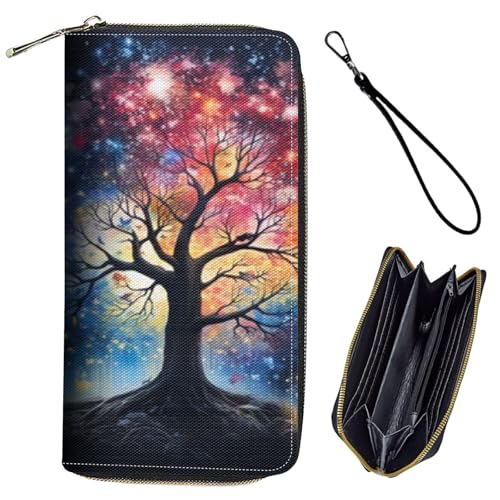 Bxgolkgd Womens Wallet, RFID Blocking Leather Wallet,Large Capacity Wallet Credit Card Holder PU Leather Ladies Clutch with Zipper Coin Pocket - Life Tree