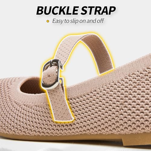 BABUDOG Mesh Ballet Flats for Women,Women's Mary Jane Flats with Buckle Strap,Black Nude Foldable Flats Shoes for Women,Comfortable Dress Shoes4