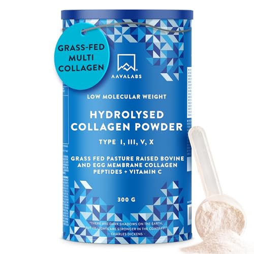 Multi Collagen Powder with Vitamin C - 300g - Grass Fed Bovine Collagen Powder - Type 1, 3, 5 & 10 - Unflavored Hydrolysed Peptides for Women & Men - 17 Amino Acids