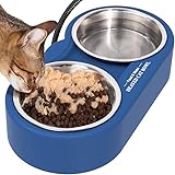 Heated Water Bowl for Outdoor Cats, 2 Thermal Stainless Steel Heated Cat Bowl for Outside, Ice Free & BPA Free Heated Pet Bowl for Small Animals Squirrel Rabbits Chickens Bird Bath in Winter