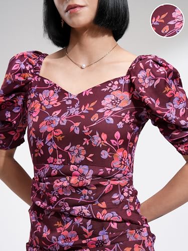 Image of Tokyo Talkies Women's Dresses for Women | Floral Print | Short Smocked Dress | Puff Sleeves | Elegant & Trendy