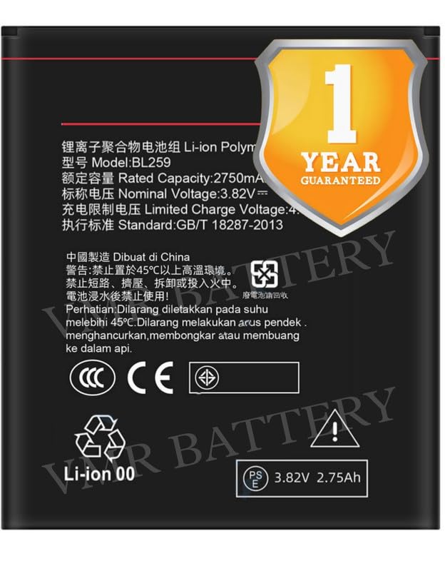 Image of Original BL259 Battery Compatible for Lenovo Vibe K5 (A6020a40, A6020a41, A6020l36, A6020l37) | Lenovo Vibe K5 Plus (A6020a46) | Lenovo Lemon 3 - (2750mAh) - 1 Year Warranty
