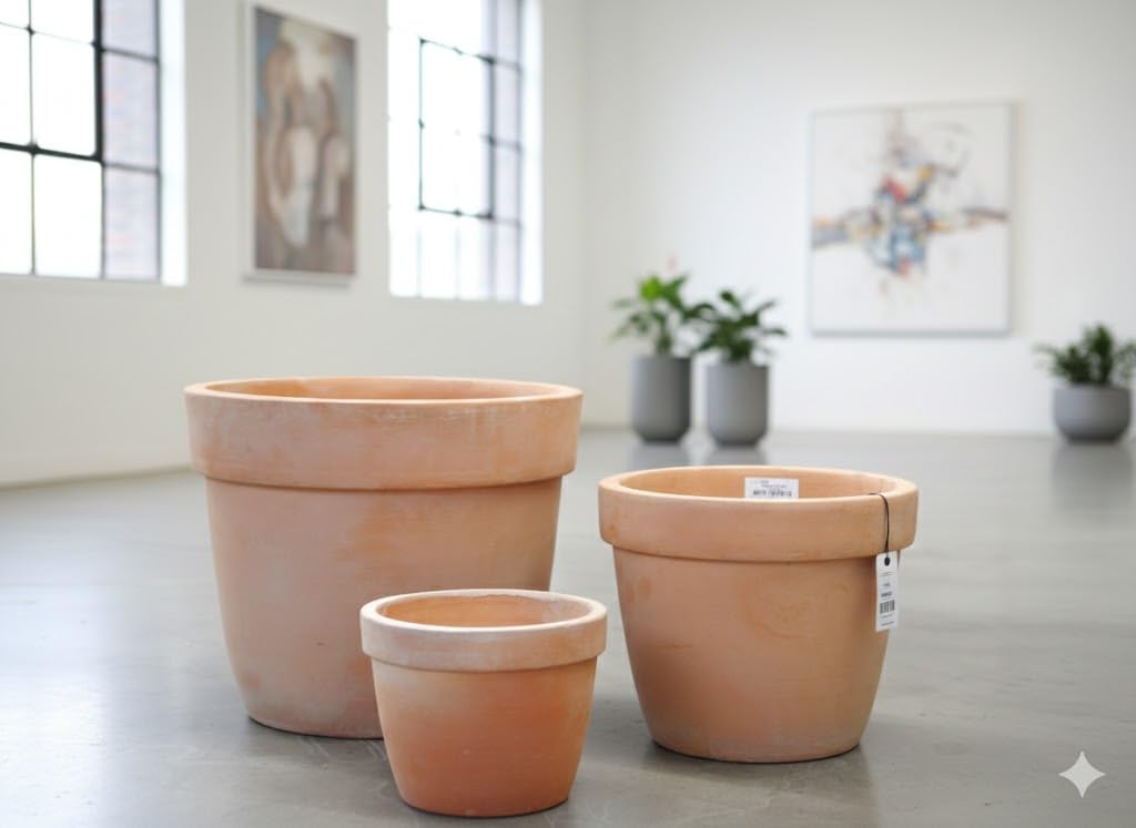 Pflanzkübel,konisch,Rand,Blumentopf,Terracotta hell,frostfest!3 Größen wählbar (38 cm)