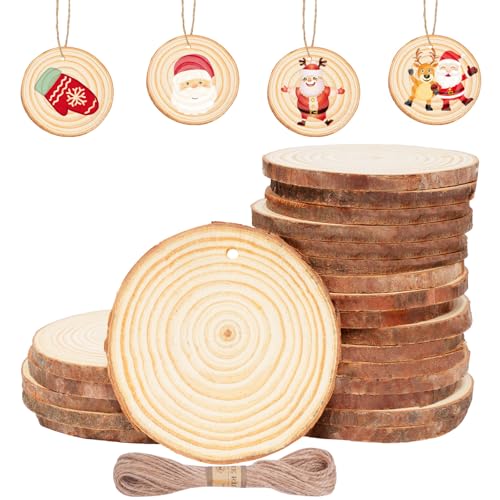 CUWELT 50 Stück Holzscheiben mit Loch, 5-6CM Holz Log Scheiben mit...