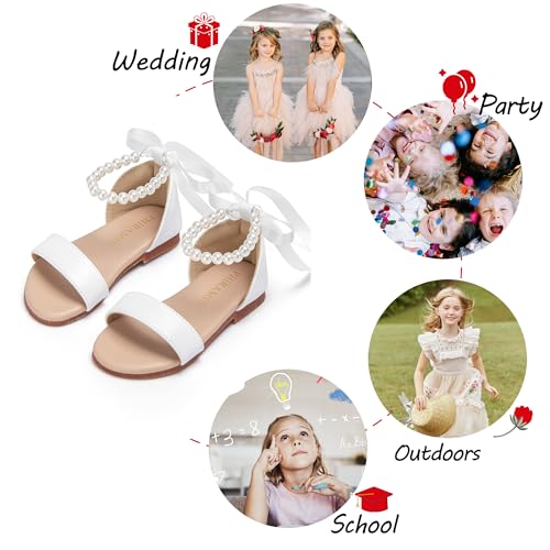 Image of PHIRAMIN Toddler Girl Sandals - Flower Girl Dress Shoes Open Toe Little Kid Wedding Party