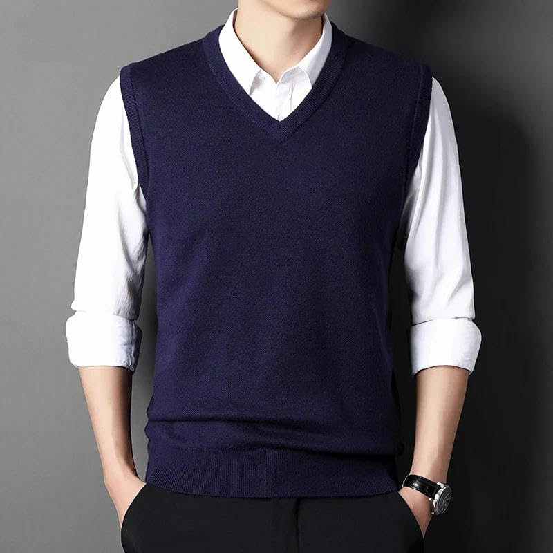 Men V-neck Vest Trend Retro Solid Color Vest Casual Business Woolen Knit Vest Men Autumn3