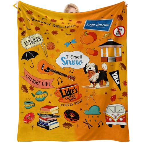 Luxurious Flannel Blanket Featuring Girls Inspired Design Ideal for TV Girl Fans and Gift Merchandise Super Soft Cozy Throw for Bedroom Living Room Machine Washable Easy Care (Orange)