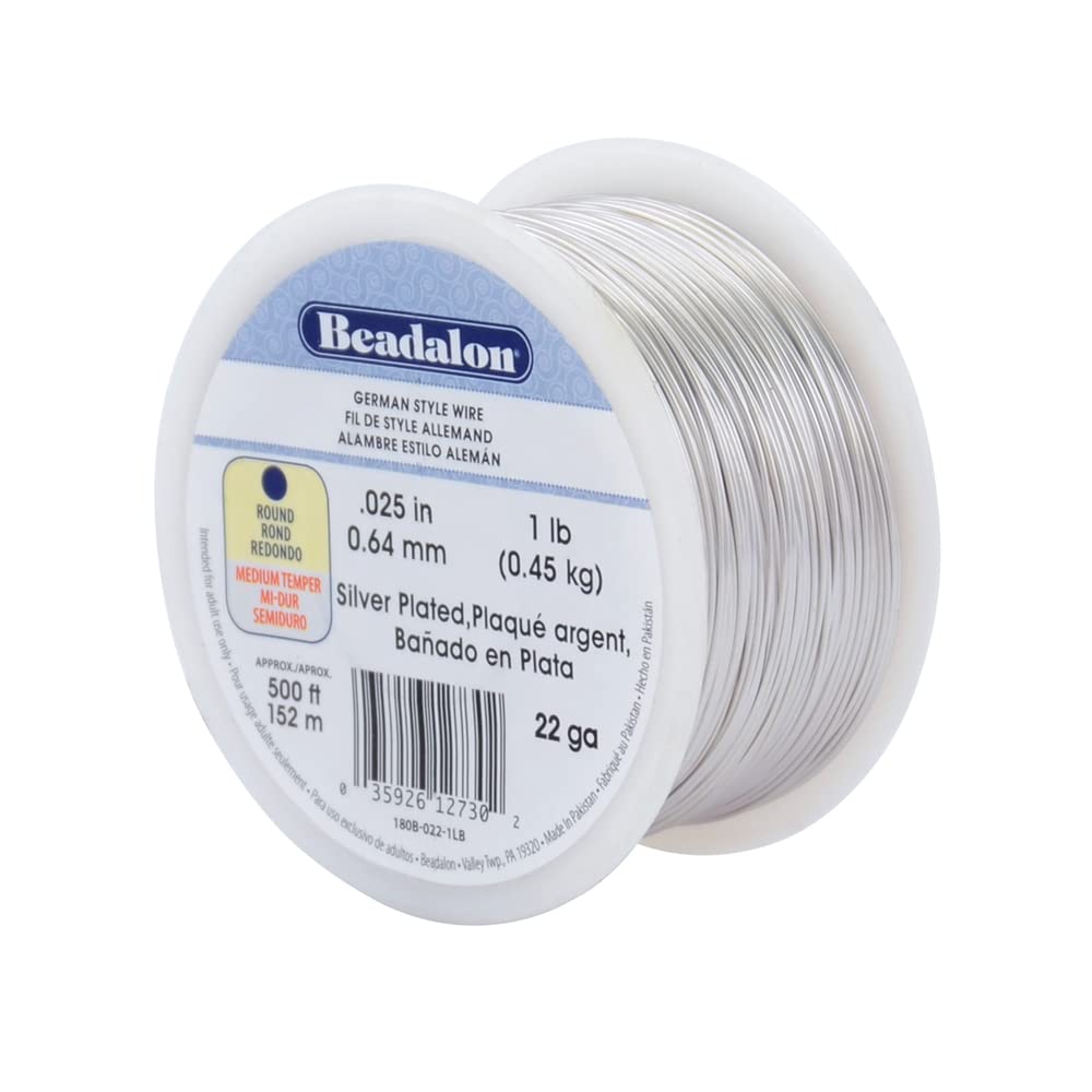 Beadalon German Style Wrapping Wire, Round, Silver Plated, 22 Gauge, 500 ft — image 1