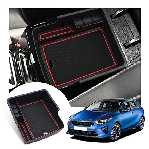 LFOTPP Boîte Rangement de Accoudoirs pour Ceed Proceed GT, Plateau de Console Centrale Organisateur, Accessoire De Voiture (Rouge)
