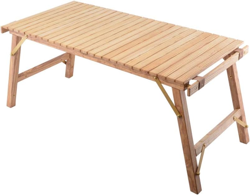 EYHLKM Outdoor Folding Solid Wood Table Egg Roll Table Bearing Picnic Table Camping Travel Hiking BBQ Table Ash Wood : Patio, Lawn & Garden