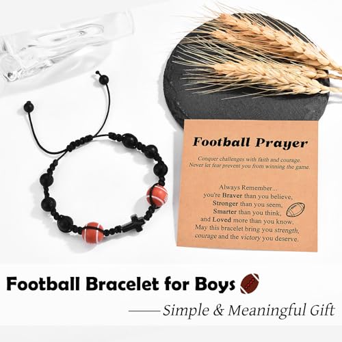 Image of Leyung Football Gifts for Boys 8-12, Cool Football Stuff Cross Bracelet for Teens Teenage Boys Girls, Birthday Easter Christmas Stocking Stuffers Valentines Day Gifts for Son Grandson Nephew Brother