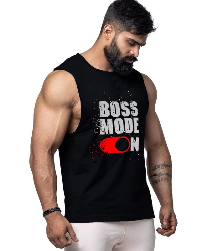 Image of JUARI BE A GENTLEMAN Sleeveless Gym Vest for Men Black