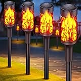 NEEMO Solarlampen für Außen Garten, 6 Stück Halloween Deko Outdoor Fackeln, Solarleuchten für Außen mit Realistischen Flammeneffekt, wasserdichte Gartenfackeln Rasen Balkon Weihnachtsdeko