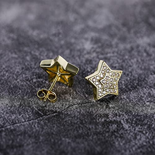 TRUMIUM Stud Earrings for Men Women Big Star Earrings Cubic Zirconia Hip Hop Rapper Singer Screw Back Hypoallergenic3